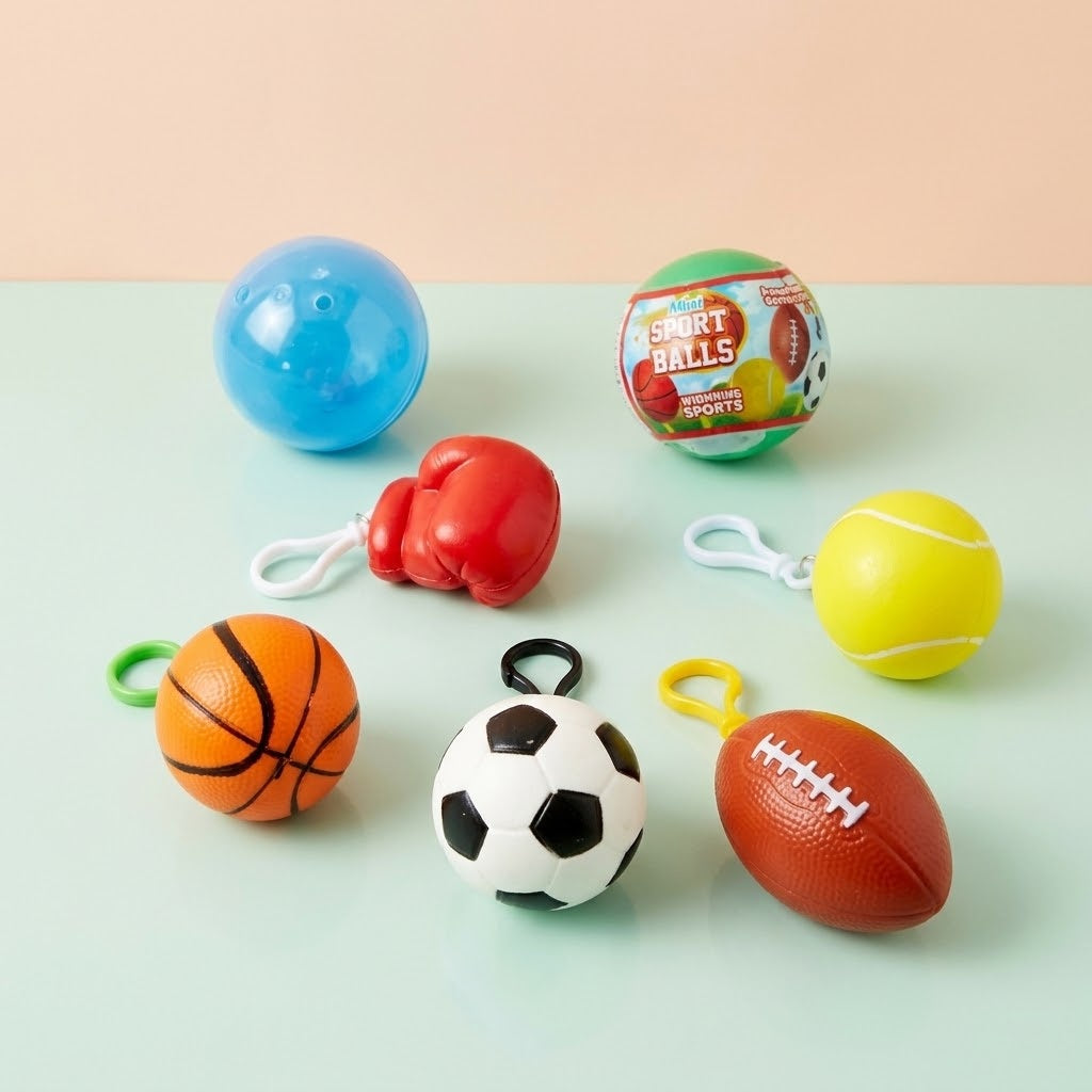 Sports Ball Keychain in Capsule Keyring 5.5 cm - studio photo