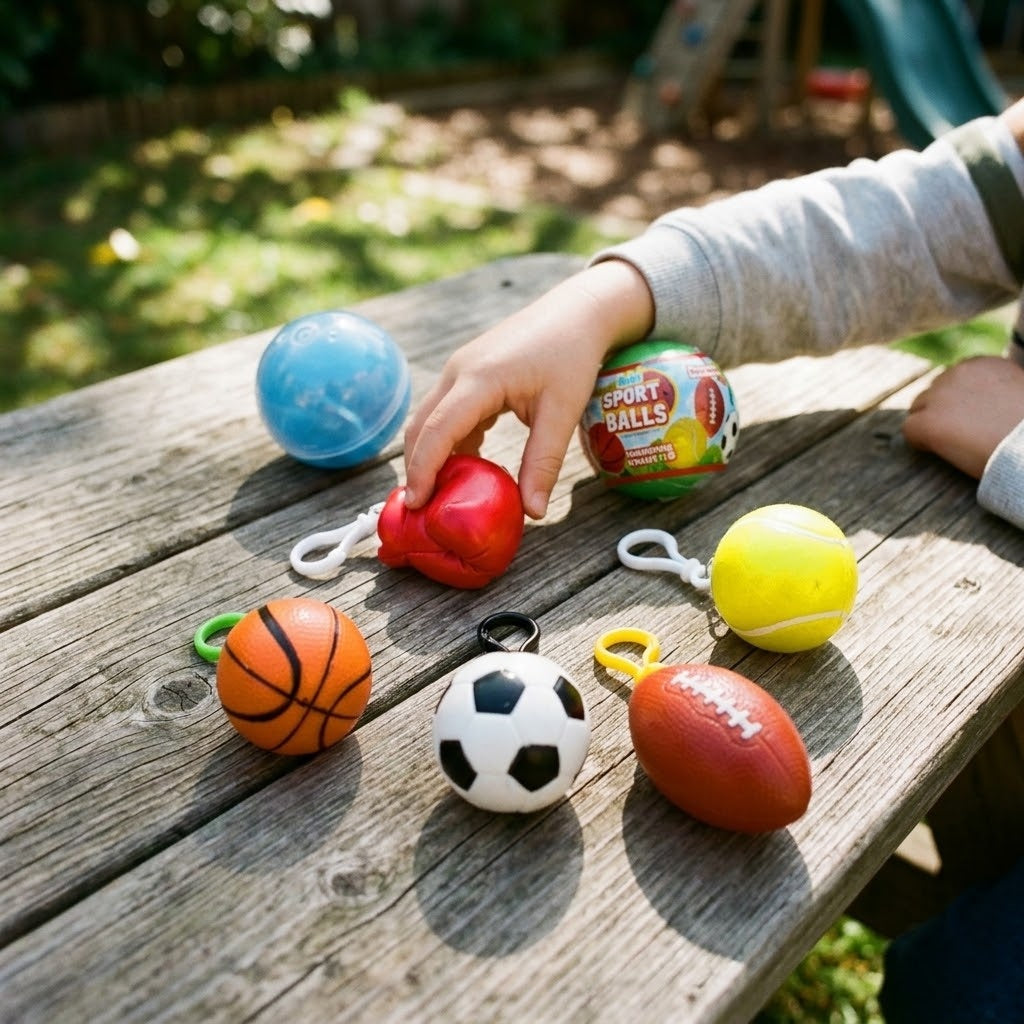 Sports Ball Keychain in Capsule Keyring 5.5 cm - lifestyle photo