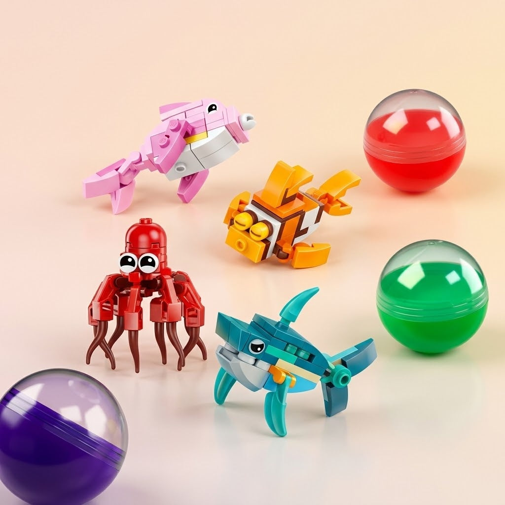 Sea Animal Compatible Building Bricks in Capsule 6.5 cm - studio photo