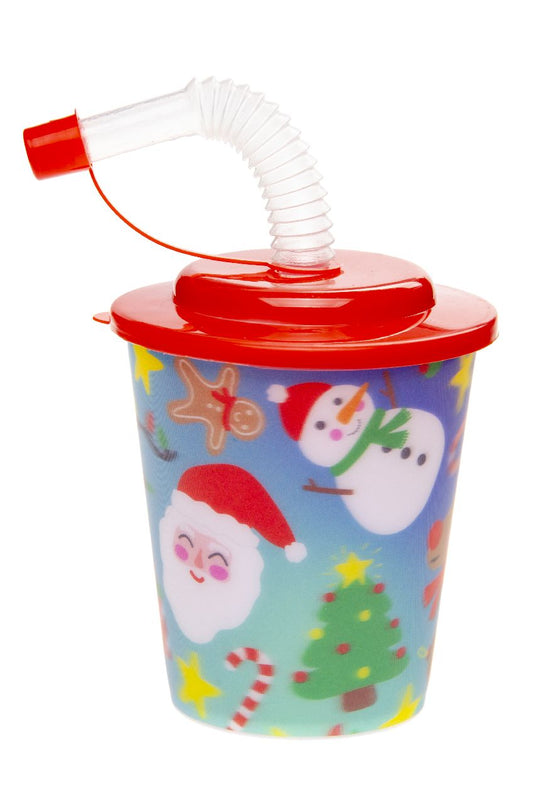 3D BEKER MET RIETJE EN DEKSEL. KERSTMIS