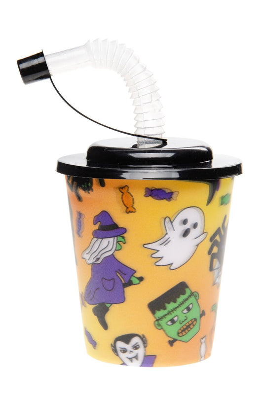 3D BEKER MET RIETJE EN DEKSEL. HALLOWEEN °°°°