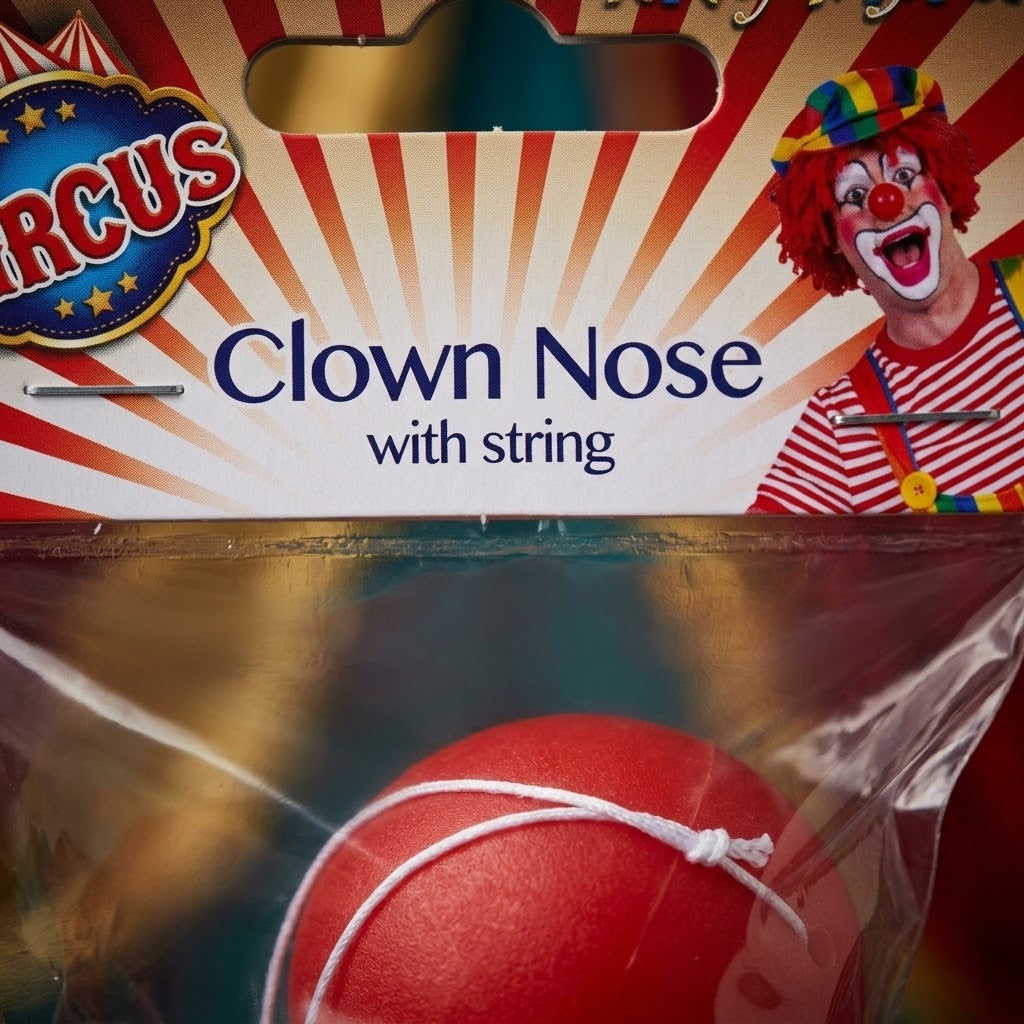 Plastic Clown Nose with Elastic, Ø 5 cm - close-up