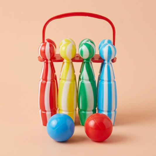 Bowling Skittles Game with 2 Balls and Stand - studio photo