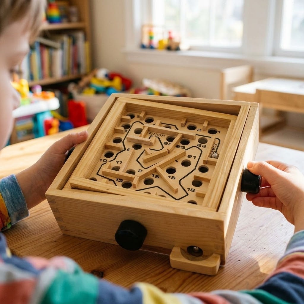 Wooden Mobile Maze Tilt Game Ball Labyrinth - lifestyle photo