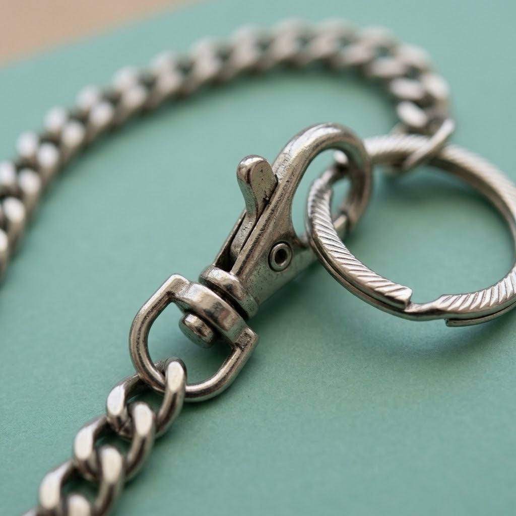Metal Chain with Carabiner 47 cm Keychain - close-up