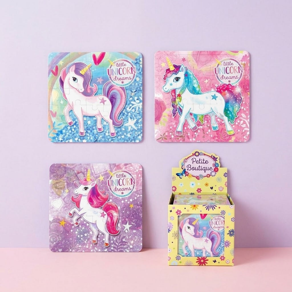 Unicorn Jigsaw Puzzle 25 Pieces Mini Cardboard 13 x 12 cm - studio photo