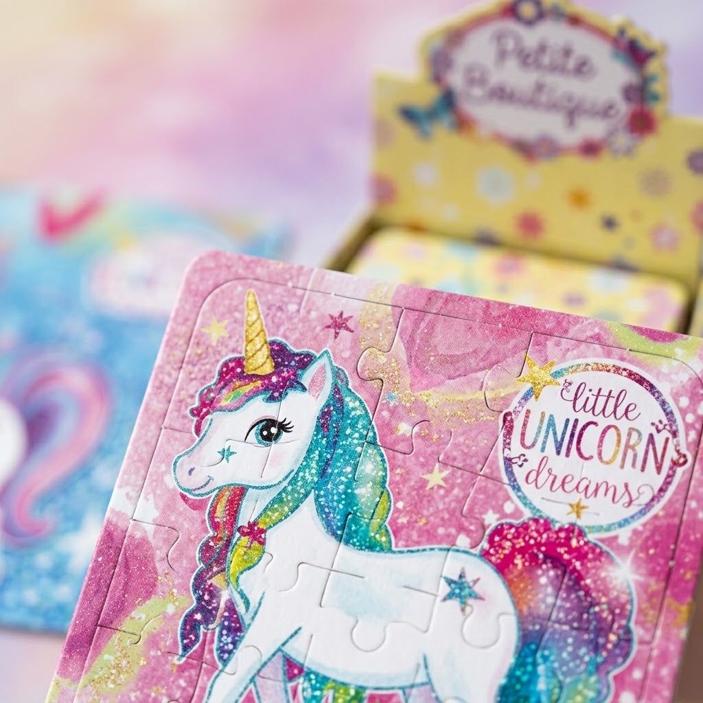Unicorn Jigsaw Puzzle 25 Pieces Mini Cardboard 13 x 12 cm - close-up