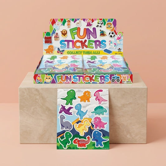 Dinosaur Stickers Sheet of 12 Party Favour - studio photo