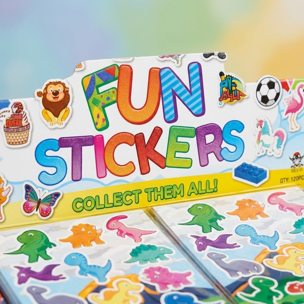 Dinosaur Stickers Sheet of 12 Party Favour - close-up