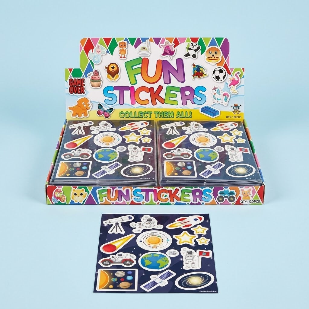 Space Stickers Sheet of 12 Party Favour - studio photo