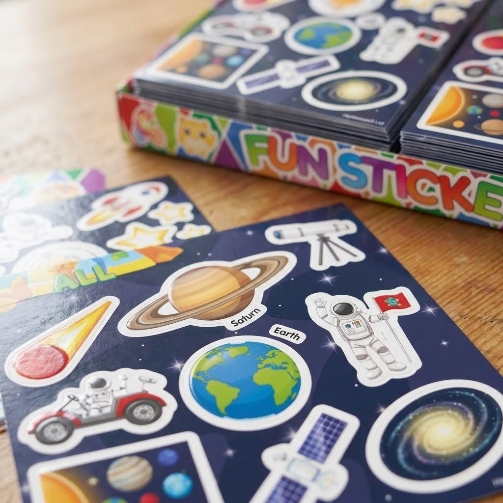 Space Stickers Sheet of 12 Party Favour - close-up