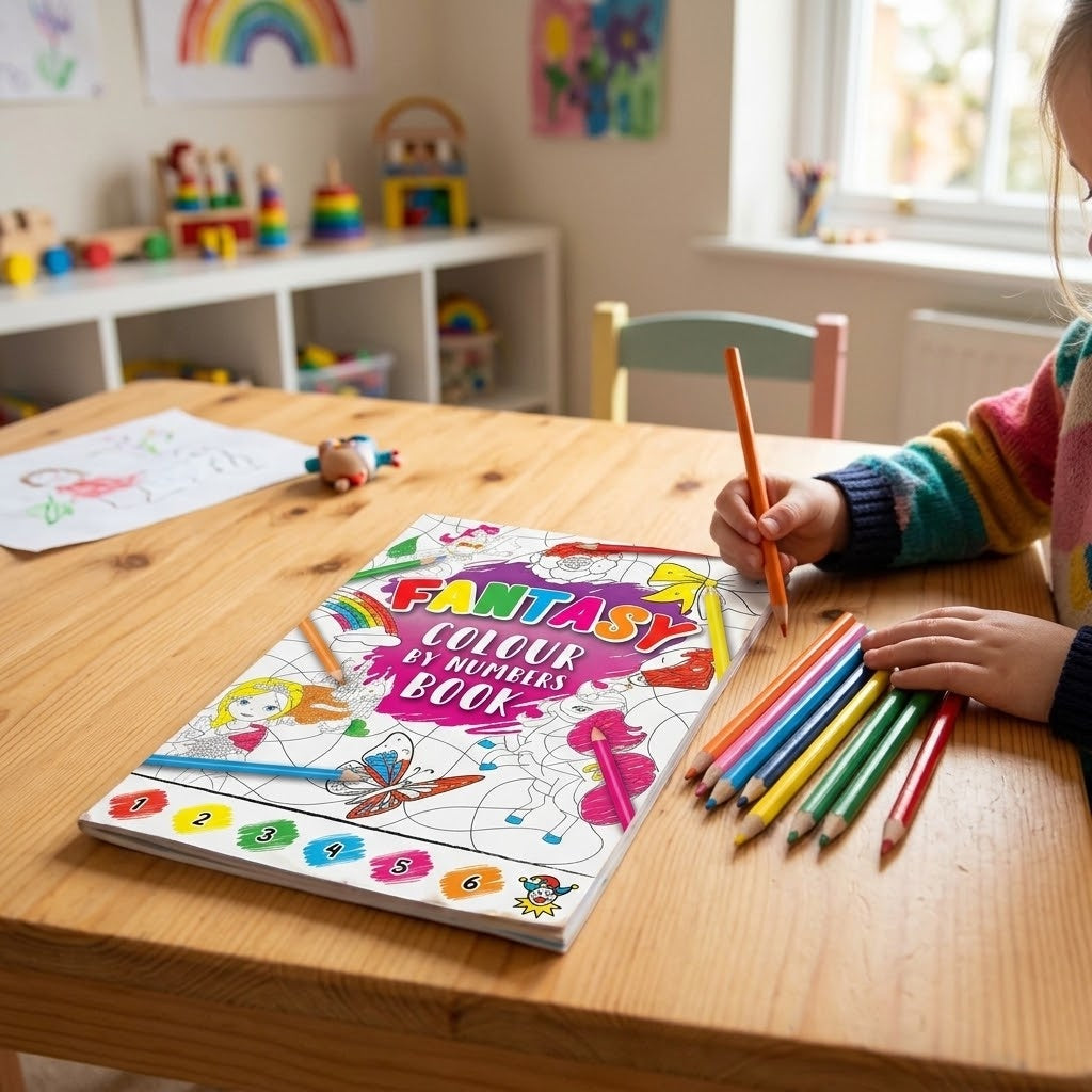 Fantasy Girl Colour by Number Book with 6 Pencils - lifestyle photo