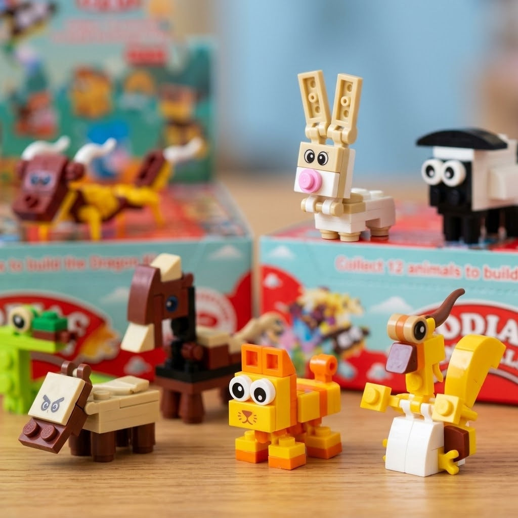 Chinese Zodiac Animals Compatible Building Bricks Set - close-up