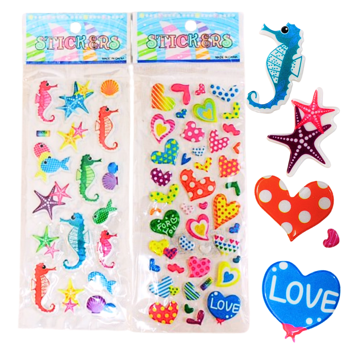 3D Raised Stickers Heart & Sea World
