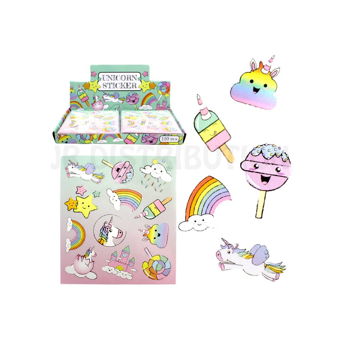 Board of 12 Stickers 10 x 11.5 cm “Unicorn”