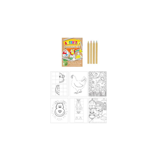 Kraft Pouch with 6 Coloring Sheets & Games + 4 “Animal” Theme Pencils