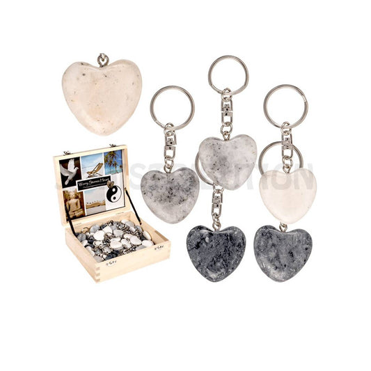 Heart Key Ring in Natural Stone