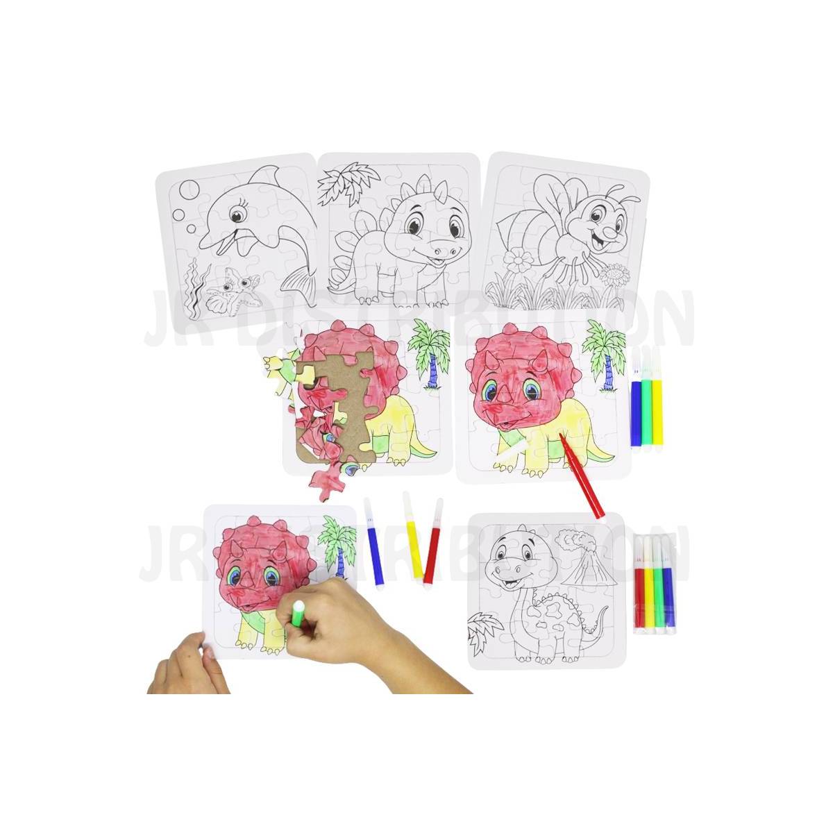 Coloring Puzzle + 4 Markers