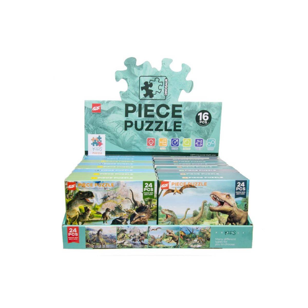 Box + Dino Puzzle 24 Pieces 17 x 25cm