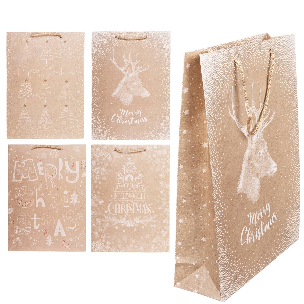 Vintage Kraft Christmas Paper Bag 34.5 x 25 x 8.5 cm